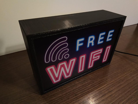 フリー Wi-Fi FREE 電波フリー デスクトップ サイン ミニチュア 看板 置物 雑貨 LEDライトBOXミ 4枚目の画像