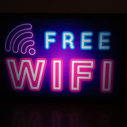 フリー Wi-Fi FREE 電波フリー デスクトップ サイン ミニチュア 看板 置物 雑貨 LEDライトBOXミ 1枚目の画像