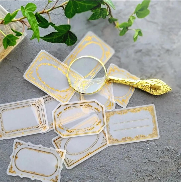 海外 コラージュ素材 箔押しフレーム 10枚 コラージュセット シール