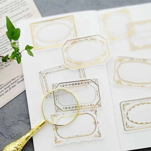 海外 コラージュ素材 箔押しフレーム 10枚 コラージュセット シール