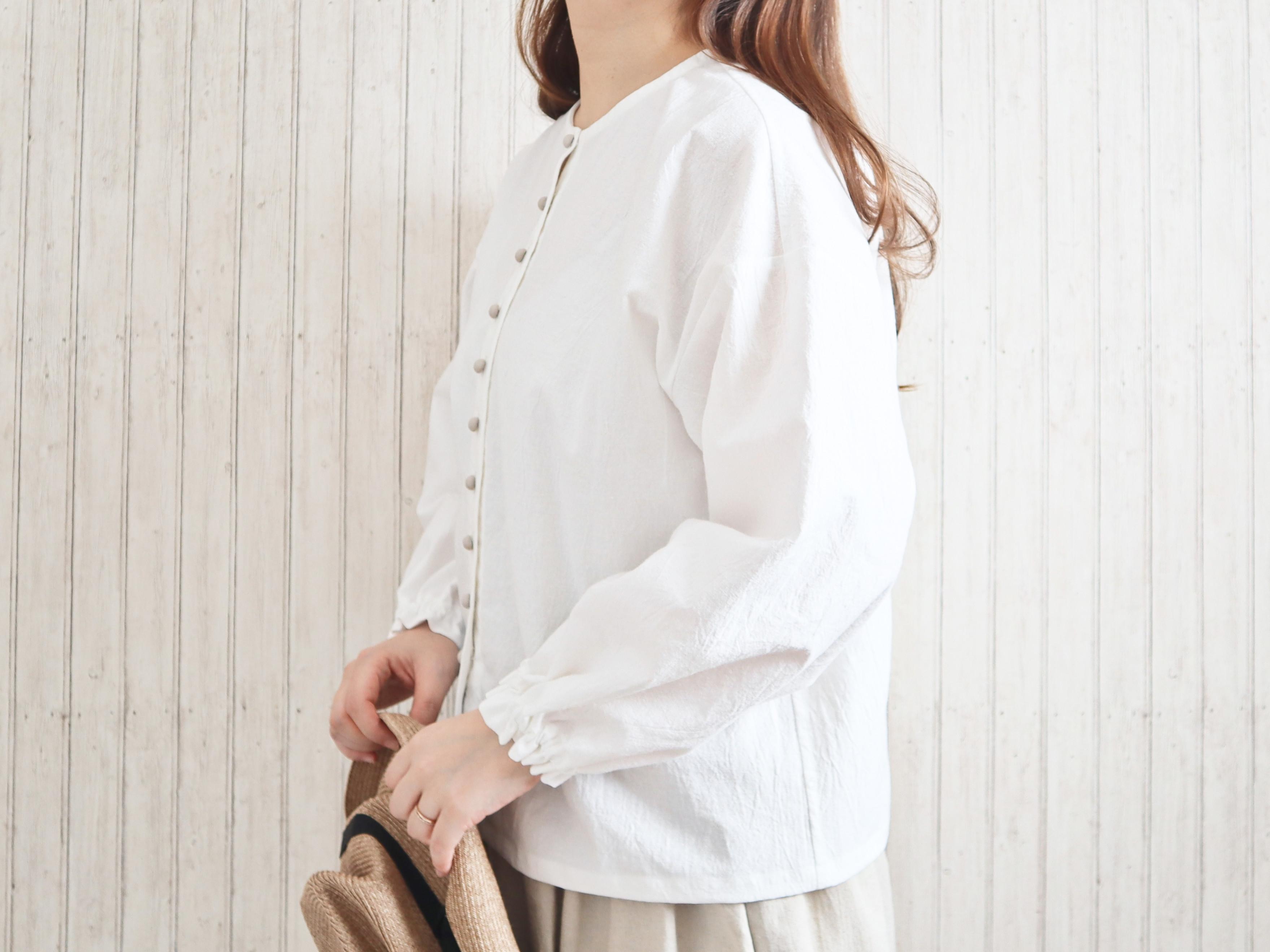 【受注製作】tidyブラウス(ホワイト)｜低身長さんのためのナチュラル服ELLIE(エリー)