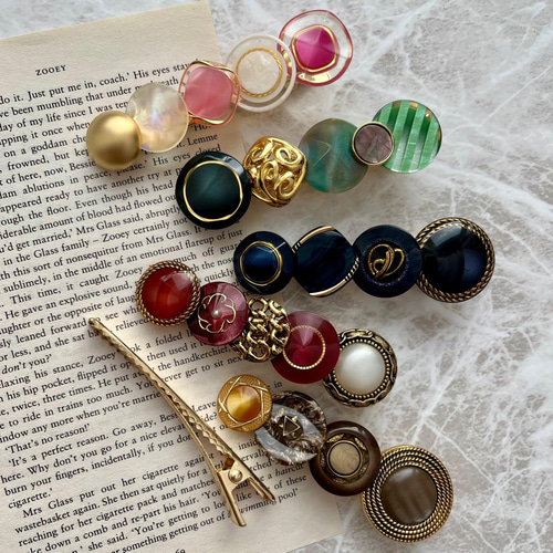 ✨秋冬 アンティーク ビーズ 大人可愛い ヘアクリップ ✨ヘアピン ゴールド