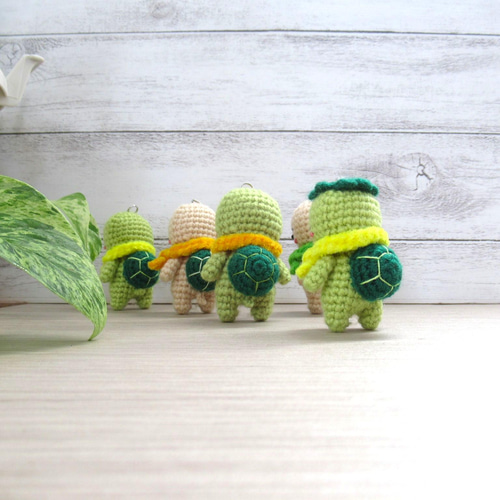 カメちゃんあみぐるみキーホルダー(緑の甲羅) あみぐるみ kouraboshi