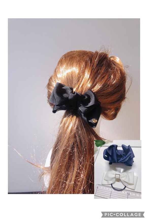 ハンドメイド リボン バナナクリップアーチ型 ヘアゴム 親子 セット