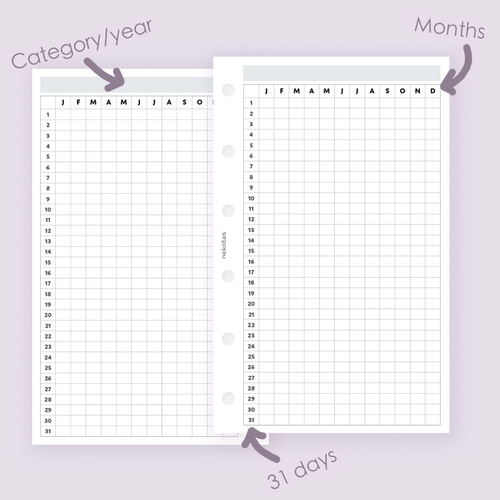 019-M5～A5》1ページ1年間 システム手帳リフィル 手帳 nekotes 通販