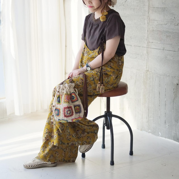 残りわずか】ヴィンテージな風合い♪花柄サロペットパンツ（22s-07  