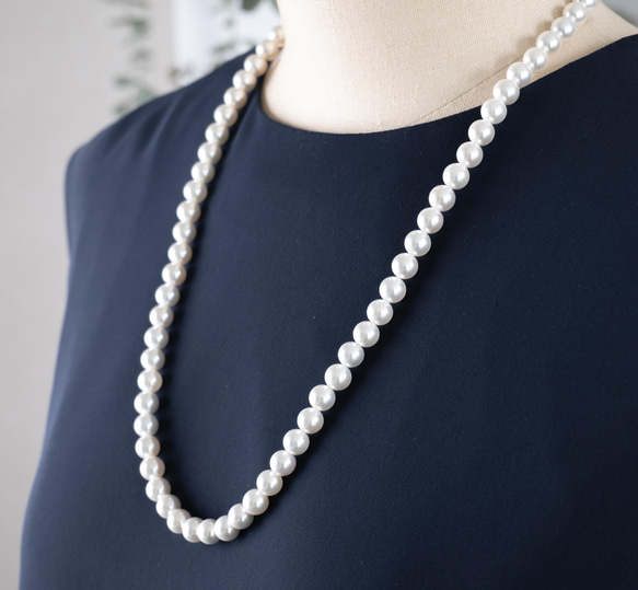 貝パールのロングネックレス 60cm 卒業式 入学式 結婚式 ウェディング