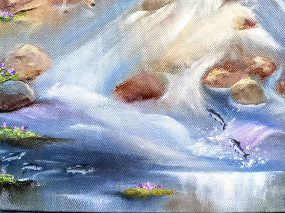 手描き。オリジナル作品。油絵。「生命の泉」 8枚目の画像