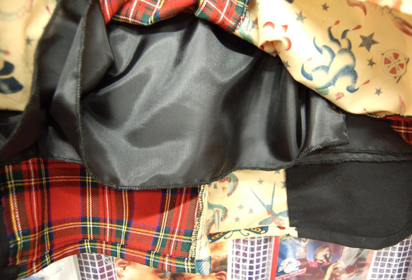 USA tatoo x tartan check 混合喇叭形褶襉長裙 第8張的照片
