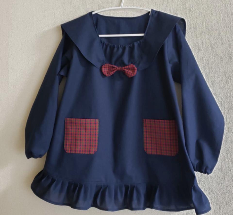 ハンドメイド】半袖スモック＊裾フリル（サイズ100～110