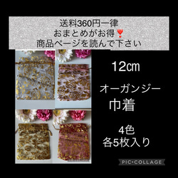 薔薇プリント　オーガンジー巾着　　12㎝ 1枚目の画像