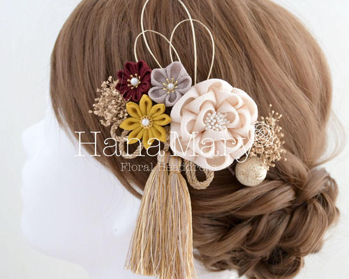 卒業式 成人式 髪飾り つまみ細工 七五三 ヘアアクセ タッセル