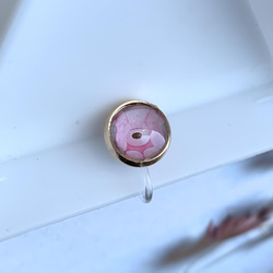 【展示作品/アウトレット】ゆめかわピンクパステルベアーのまんまる耳飾り ノンホールピアス およそ10mm イヤリング 7枚目の画像
