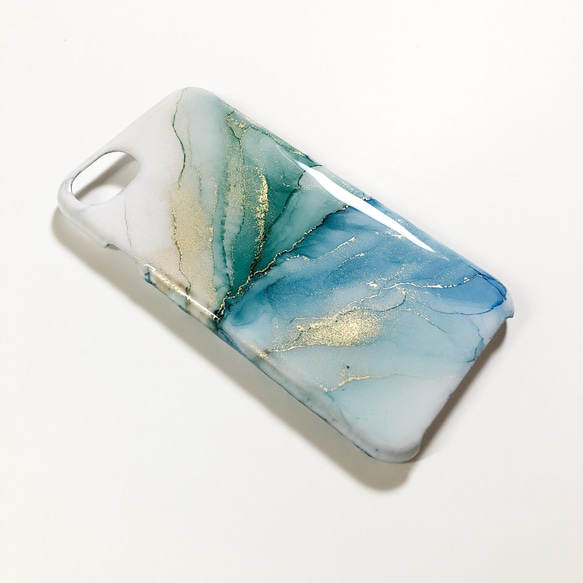 アルコールインクアート/ブルーグラデーション/iPhoneケース/スマホケース 2枚目の画像