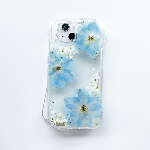 デルフィニウムレース 押し花スマホケース 全機種対応 iphoneケース