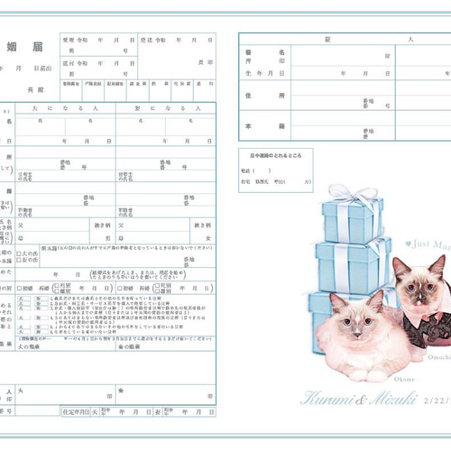 婚姻届 デジタルスケッチ加工 イラスト プレゼントボックス