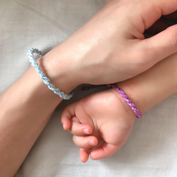 【セット割】安心設計♡ベビーサイズ　新生児から使えるカラフルなマーブルカラーのブレスレット/アンクレット　選べる5色 4枚目の画像