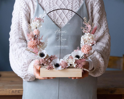 アネモネ×ピンクフラワーのミニアクリルウェルカムボード ウェルカム