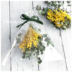 明るいミモザ♪シンプルなミニスワッグは花器にも飾れます♪メッセージカード無料 1枚目の画像