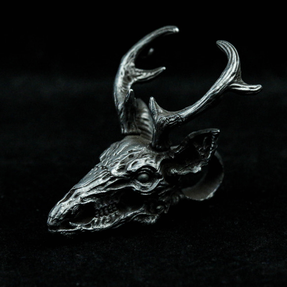 鹿の頭枯れた骨925スターリングシルバー真鍮ドラゴンヘッド頭蓋骨アントラーペンダント動物ドラゴン首相マスコット 5枚目の画像