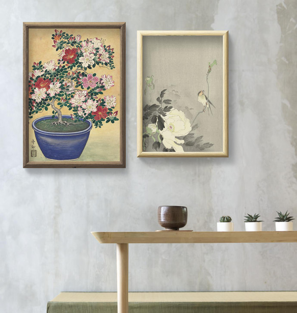 【NO.353】躑躅の花の鉢植え日本画アートポスター☆ツツジ和柄和モダン大正ロマン和室インテリアA4A3A2A1B4B3 9枚目の画像