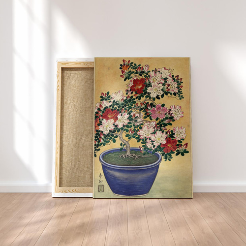 NO.353】躑躅の花の鉢植え日本画アートポスター☆ツツジ和柄和