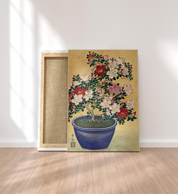 【NO.353】躑躅の花の鉢植え日本画アートポスター☆ツツジ和柄和モダン大正ロマン和室インテリアA4A3A2A1B4B3 4枚目の画像