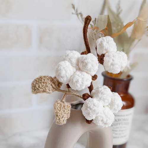 花瓶セット】編み物で作ったコットンフラワーのオブジェ