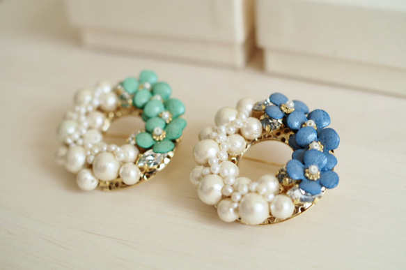 LetherJewel 淡色パールブローチ 3枚目の画像