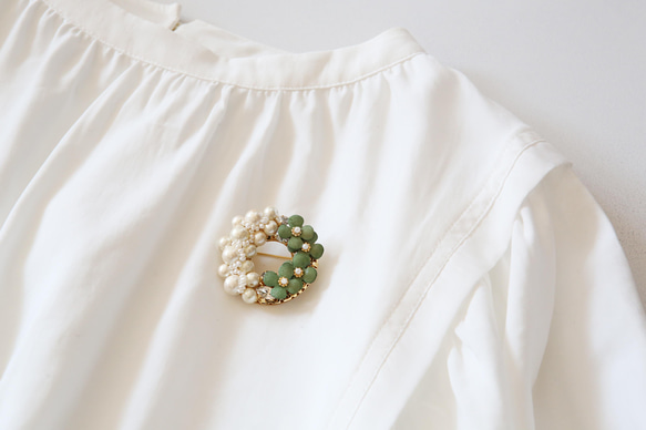 LetherJewel 淡色パールブローチ 5枚目の画像