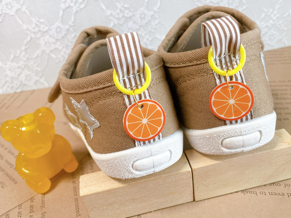 シューズタグ 上靴タグ ネームタグ うわばき 靴 お名前シール  レモン みかん オレンジ 1枚目の画像