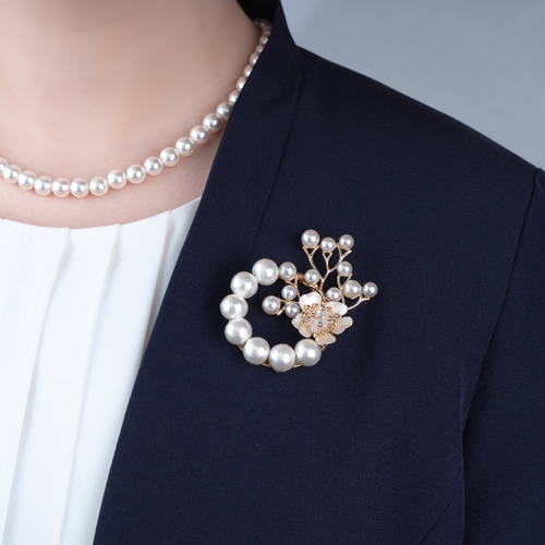 2点セット】貝パールネックレス、ブローチ 卒業式 入学式 パール