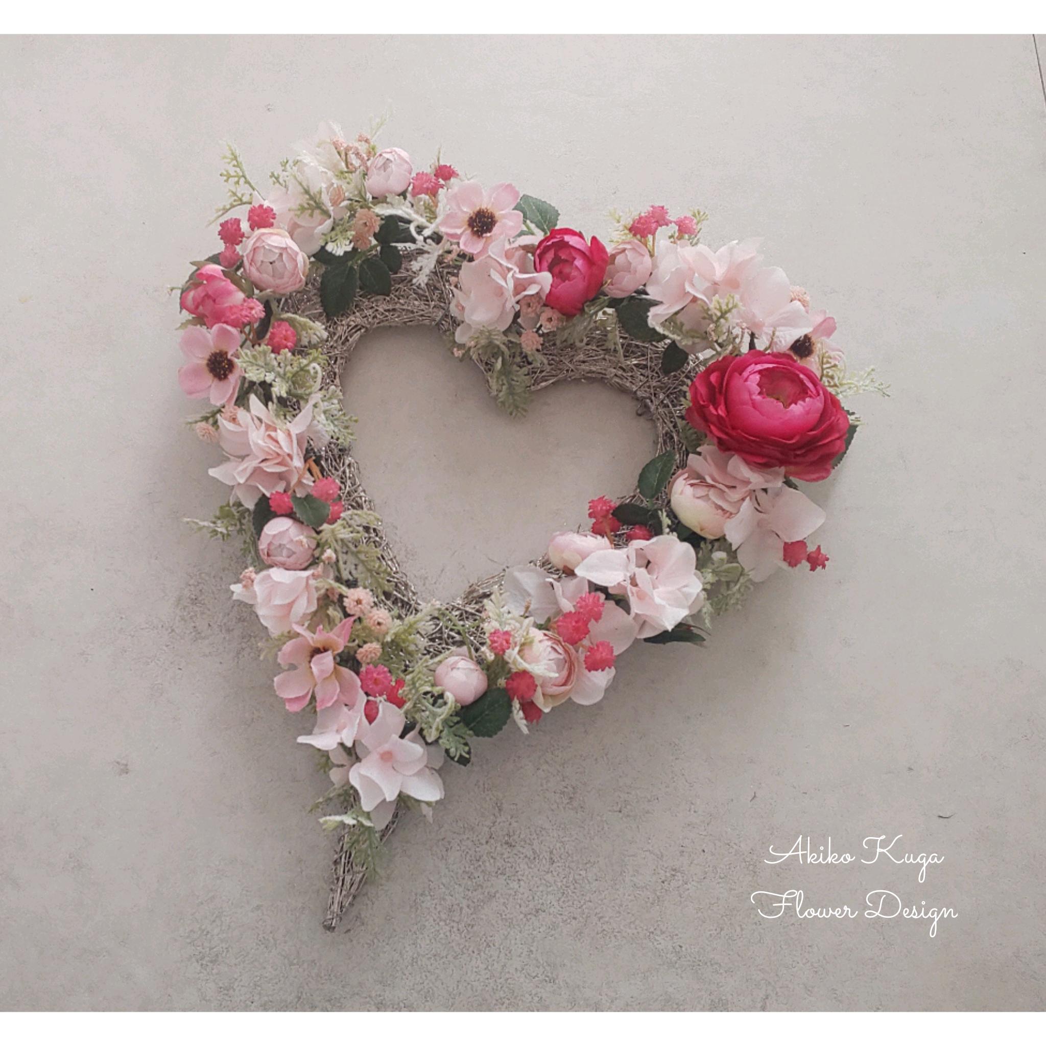 ハートのリース（プラチナラメ）ピンク（受注製作）