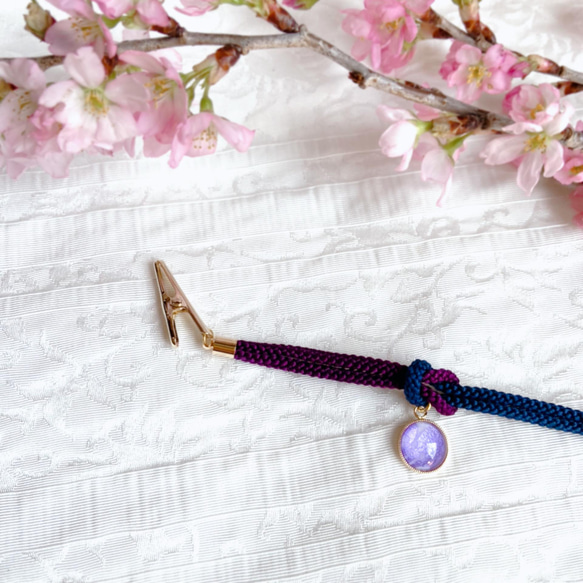 羽織紐と帯留めセット【宵桜】　 3枚目の画像