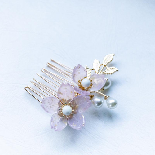 桜 ヘアコーム ヘアアクセサリー 髪飾り チェコガラス コーム JOS 通販