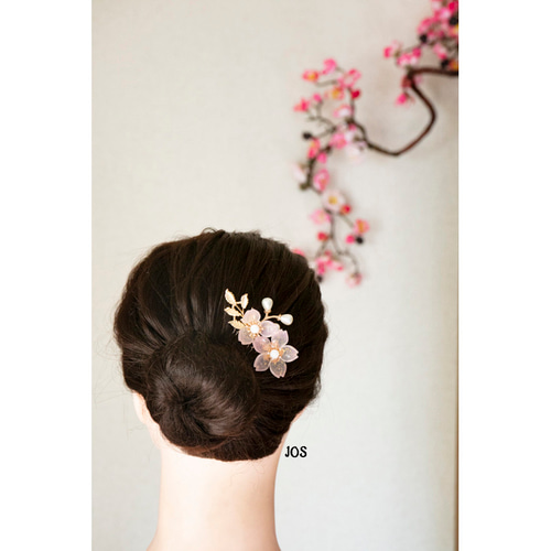 桜 ヘアコーム ヘアアクセサリー 髪飾り チェコガラス コーム JOS 通販