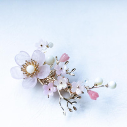 天然石ローズクォーツの桜のヘアアクセサリー　桜　ヘアクリップ　髪飾り　 6枚目の画像