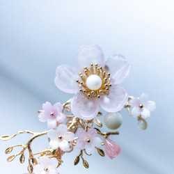 天然石ローズクォーツの桜のヘアアクセサリー　桜　ヘアクリップ　髪飾り　 10枚目の画像