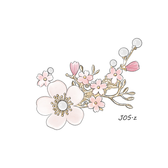 天然石ローズクォーツの桜のヘアアクセサリー　桜　ヘアクリップ　髪飾り　 3枚目の画像