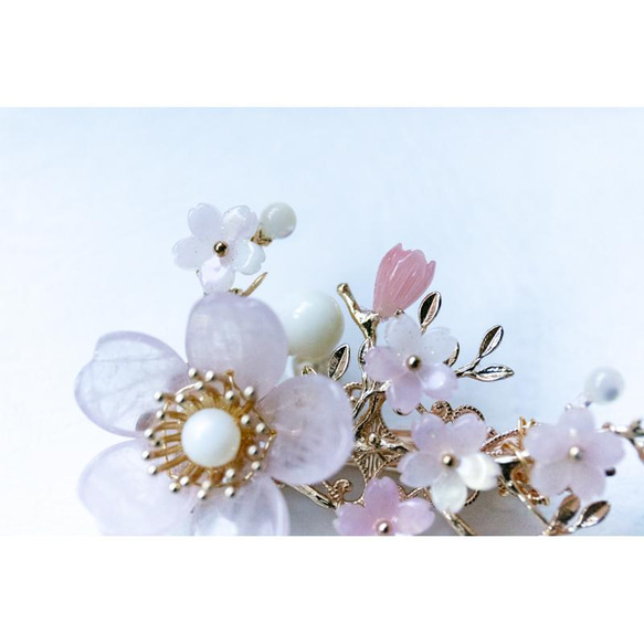 天然石ローズクォーツの桜のヘアアクセサリー　桜　ヘアクリップ　髪飾り　 11枚目の画像