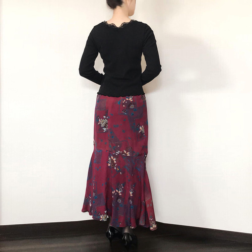 ロング マーメイド スカート 【 着物リメイク 】 大正ロマン * 一点物