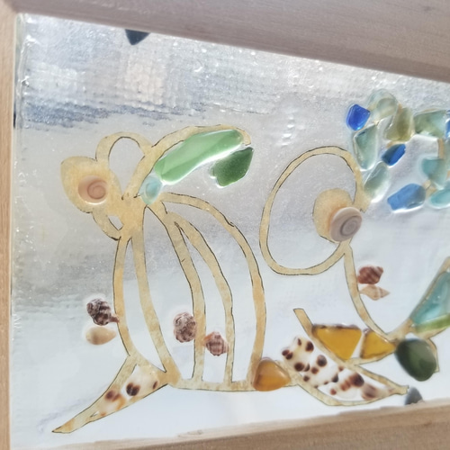 シーグラスアート 008 くじら その他アート WaMo 通販 13407324