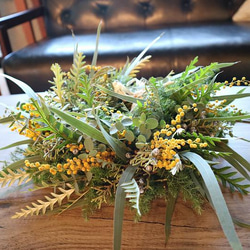 フレッシュグリーン＆ミモザのリース 5枚目の画像