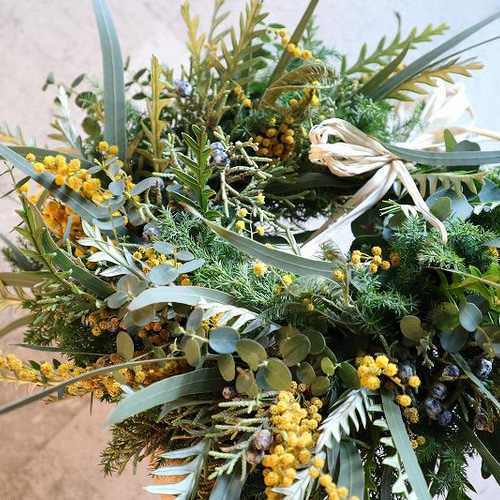 ⬛︎ KYON⭐︎TOMO⬛︎フレッシュミモザのリース フレッシュグリーン＆ミモザのリース リース SERAM 通販 13407706