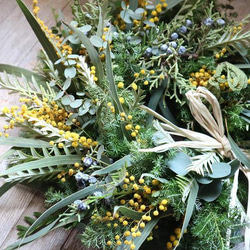 フレッシュグリーン＆ミモザのリース 7枚目の画像