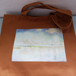 12ozヘヴィーキャンバストート湖水と雲キャメル 4枚目の画像