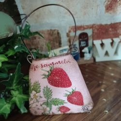 イチゴ♡ローズピンク♡リメイク缶バック 2枚目の画像