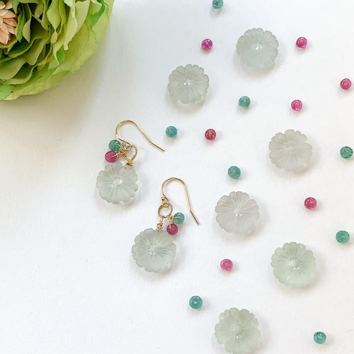 フロスト加工・スモーキークォーツのフラワーカービング①新作…サン