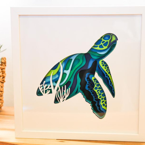 3Dペーパーアート 切り絵 うみがめ 海亀 亀 おしゃれインテリア