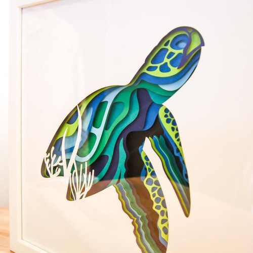 3Dペーパーアート 切り絵 うみがめ 海亀 亀 おしゃれインテリア